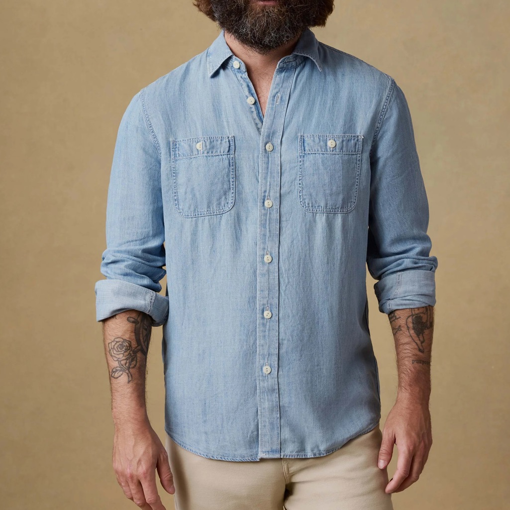 Faherty Tried And True Chambray Shirt Men’s Xxl